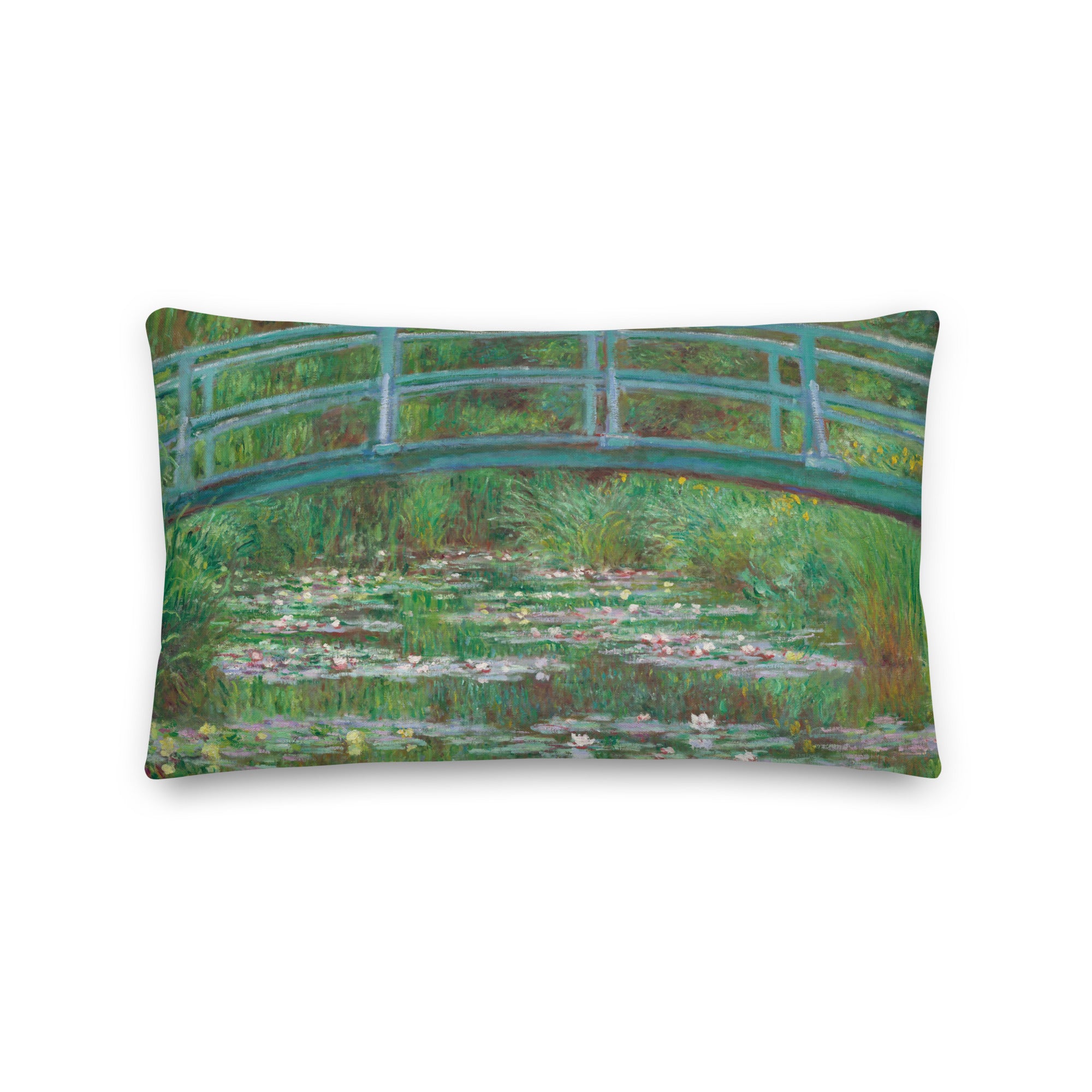 Luxurious Japanese Footbridge Monet Pillow Artwork for Elegant Home Decor - Rosetta Creative Boutique